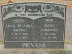 PIENAAR Jacob Johannes 1877-1954 & Anna Johanna Jacoba 1905-1964