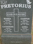 PRETORIUS Casper 1931-2006 & Anna 1932- :: PRETORIUS Maria 1957-1957 :: PRETORIUS Catherine 1961-1961