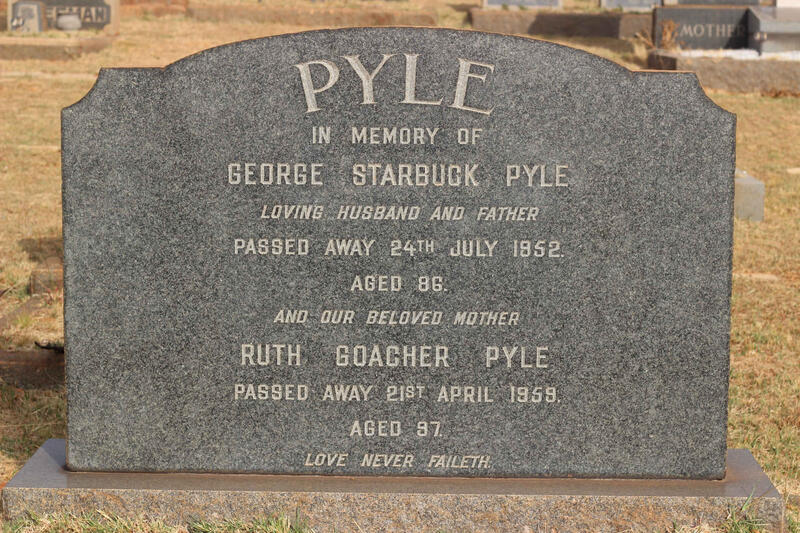 PYLE George Starbuck -1952 & Ruth Goacher -1959