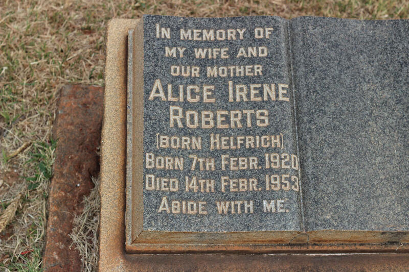 ROBERTS Alice Irene nee HELFRICH 1920-1953