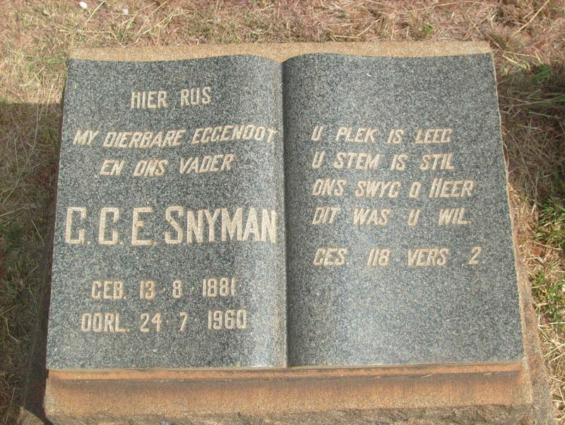 SNYMAN G.C.E. 1881-1960