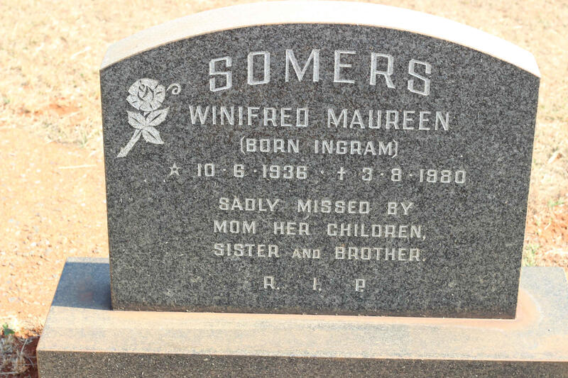 SOMERS Winifred Maureen nee INGRAM 1936-1980