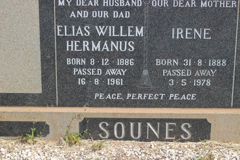 SOUNES Elias Willem Hermanus 1886-1961 & Irene 1888-1978