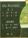 PLESSIS S.J., du 1922-1977 & Irene 1931-2003