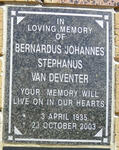 DEVENTER Bernardus Johannes Stephanus, van 1935-2003