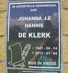 KLERK Johanna J.E., de 1941-2013