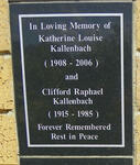 KALLENBACH Clifford Raphael 1915-1985 & Katherine Louise 1908-2006