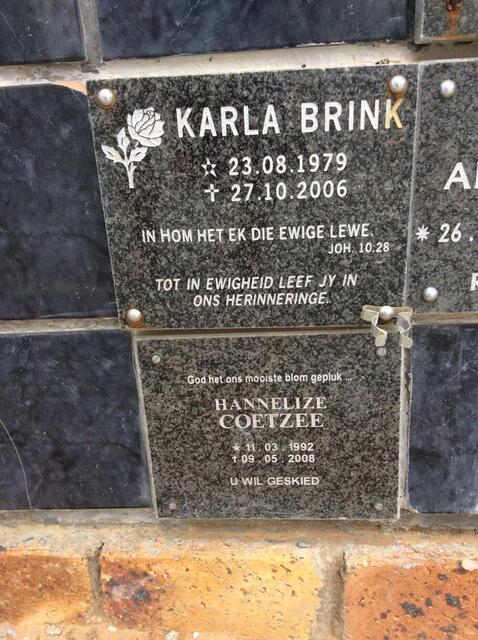 BRINK Karla 1979-2006 :: COETZEE Hannelize 1992-2008