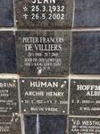 VILLIERS Pieter Francois, de 1948-2003 :: HUMAN Archie Henry 1953-2008