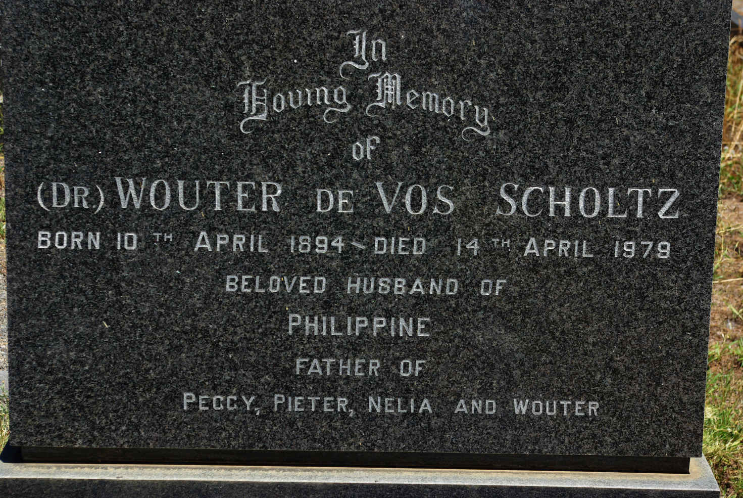 SCHOLTZ Wouter de Vos 1894-1979