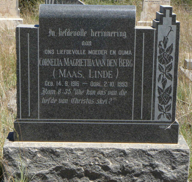 BERG Cornelia Magrietha, van den voorheen MAAS voorheen LINDE 1916-1993