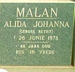 MALAN Alida Johanna nee RETIEF 1892-1978