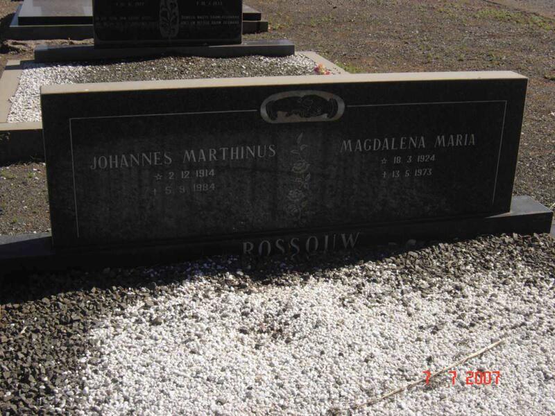 ROSSOUW Johannes Marthinus 1914-1984 & Magdalena Maria 1924-1973