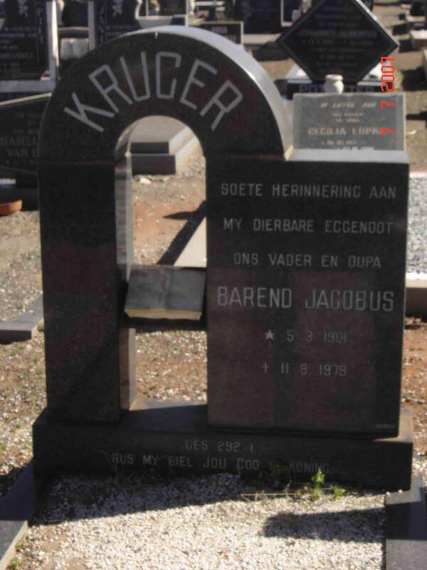 KRUGER Barend Jacobus 1901-1979