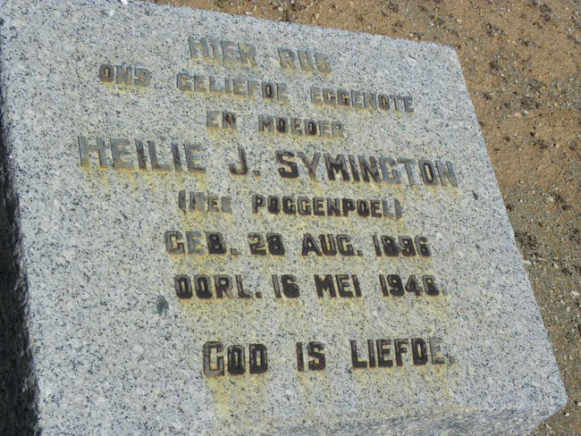 SYMINGTON Heilie J. nee POGGENPOEL 1896-1946