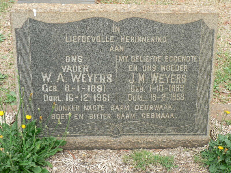 WEYERS W.A. 1891-1961 & J.M. 1889-1958