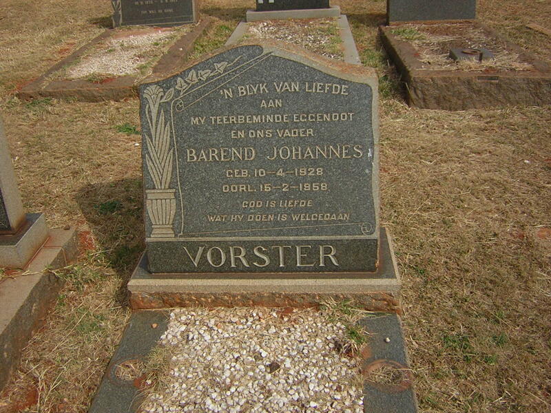 VORSTER Barend Johannes 1928-1958