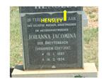 HENSLEY Johanna Jacomina voorheen COETZEE nee BREYTENBACH 1897-1974