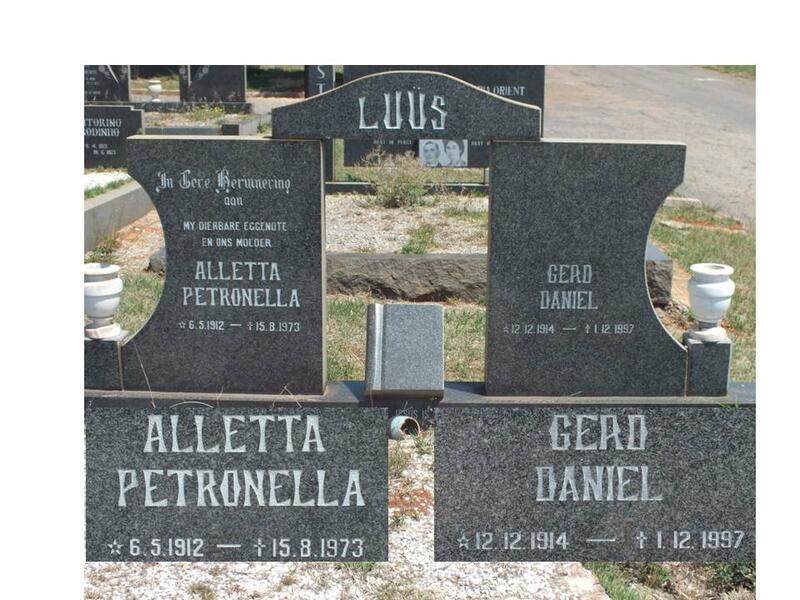 LUUS Gerd Daniel 1914-1997 & Alletta Petronella 1912-1973