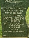 OOSTHUIZEN Anna Sophia previously KRUGER nee DE LANGE 1900-1977