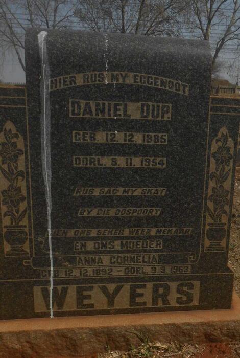 WEYERS Daniel Dup 1885-1954 & Anna Cornelia 1892-1963