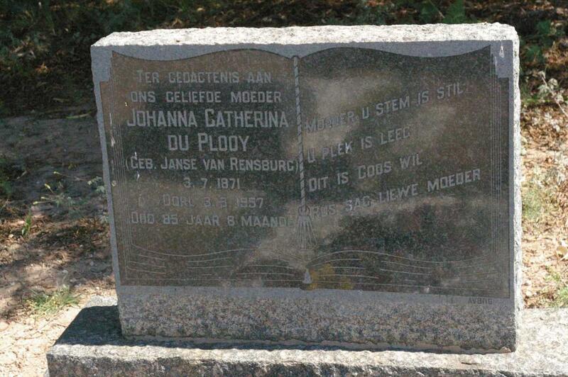 PLOOY Johanna Catherina, du nee JANSE VAN RENSBURG 1871-1957