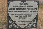 MERWE Judith Magrietha, v.d. nee HARMSE 1909-1949