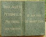 PRETORIUS Anna Aletta Petronella nee VORSTER 1900-1969