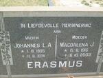 ERASMUS Johannes L.A. 1905-1974 & Magdalena J. 1916-2003