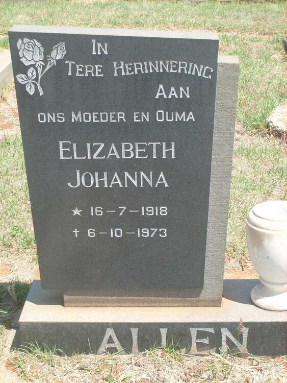 ALLEN Elizabeth Johanna 1918-1973