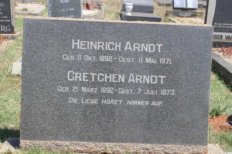 ARNDT Heinrich 1892-1971 & Gretchen 1892-1973
