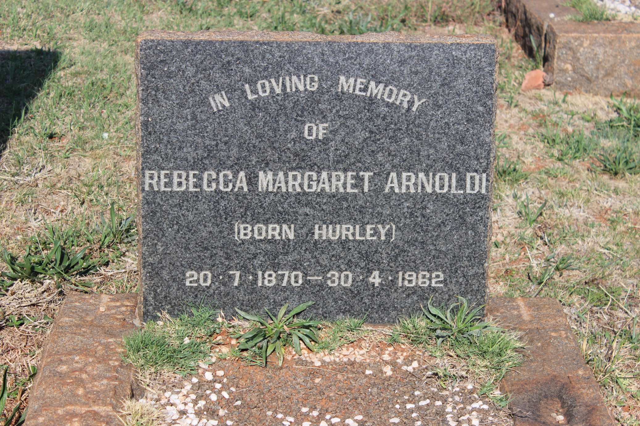 ARNOLDI Rebecca Margaret nee HURLEY 1870-1962