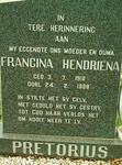PRETORIUS Francina Hendriena 1918-1989