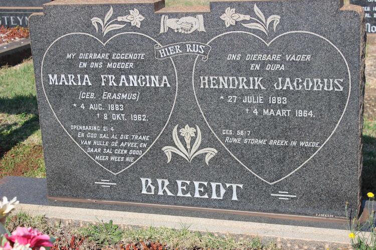 BREEDT Hendrik Jacobus 1883-1964 & Maria Francina ERASMUS 1883-1962