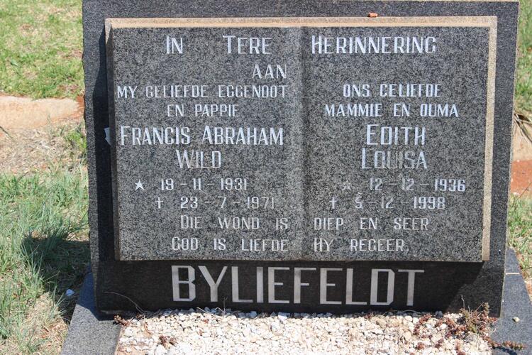 BYLIEFELDT Francis Abraham Wild 1931-1971 & Edith Louisa 1936-1998