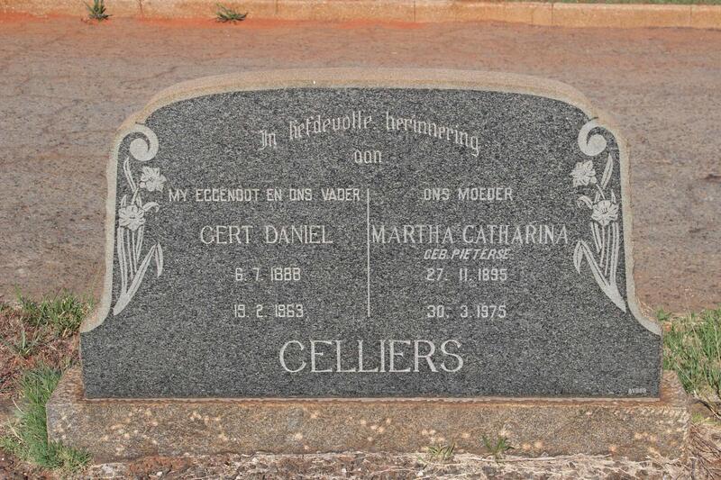 CELLIERS Gert Daniel 1888-1963 & Martha Catharina PIETERSE 1895-1975