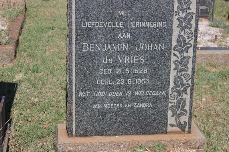 VRIES Benjamin Johan, de 1929-1963
