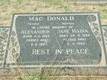 Mac DONALD Alexander 1883-1967 & Jane Maria 1899-1985