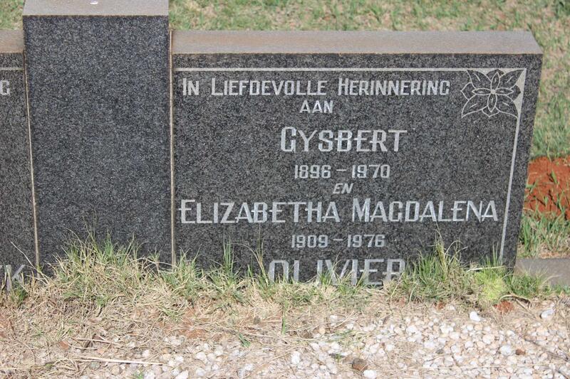 OLIVIER Gysbert 1896-1970 & Elizabeth Magdalena 1909-1976