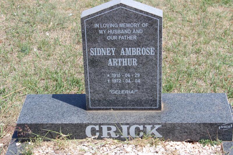 CRICK Sidney Ambrose Arthur 1915-1972