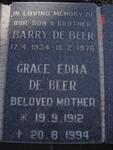 BEER Barry, de 1934-1976 :: DE BEER Grace Edna 1912-1994