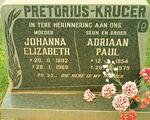 PRETORIUS-KRUGER Johanna Elizabeth 1882-1968 :: PRETORIUS-KRUGER Adriaan Paul 1954-1979