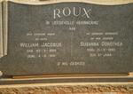ROUX William Jacobus 1899-1981 & Susanna Dorothea -1960