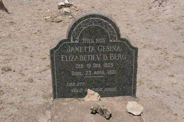 BERG Janetta Gesina Elizabeth,  v.d. 1929-1931