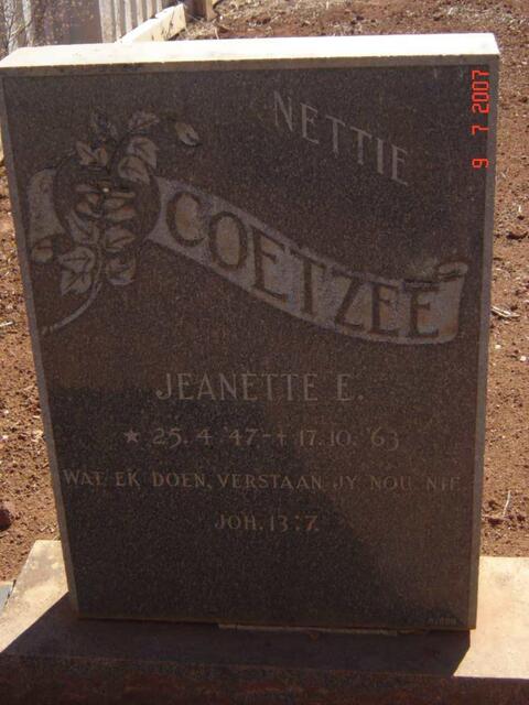 COETZEE Jeanette E. 1947-1963