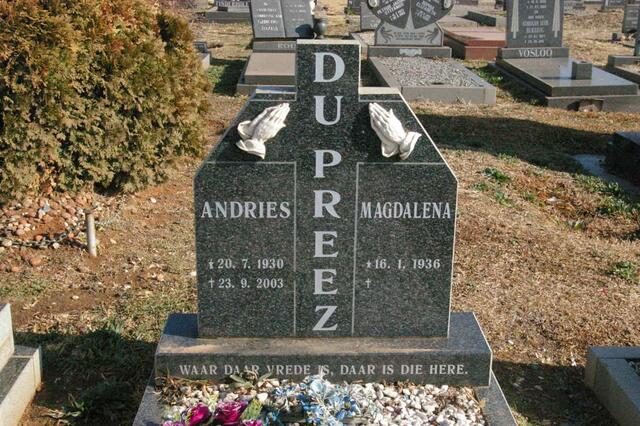 PREEZ Andries, du 1930-2003 & Magdalena 1936-