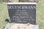 DEUTSCHMANN Herman 1915-1972 & Anna Aletta D. 1915-1981