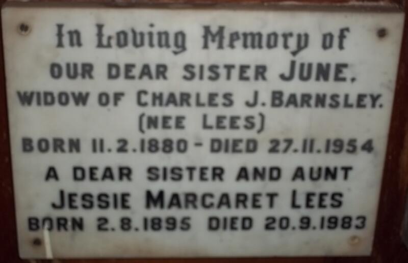 BARNSLEY June nee LEES 1880-1954 :: LEES Jessie Margaret 1895-1983