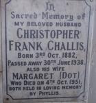 CHALLIS Christopher Frank 1882-1938 & Margaret -1951