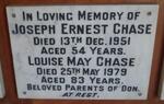CHASE Joseph Ernest -1951 & Louise May -1979